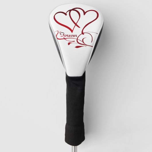 Couvre-club De Golf Forever Hearts Red sur White Golf Head Cover (Devant)