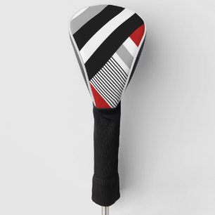 Couvre-club De Golf Formes géométriques rouges, grises, blanches et no