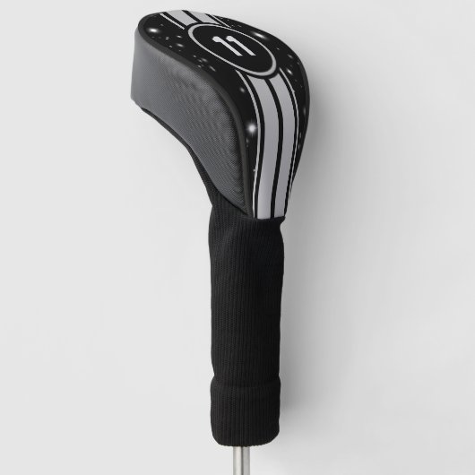 Couvre-club De Golf Frappe de course noir et argent (Incliné)