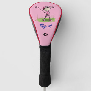 Couvre-club De Golf Fun Girl Golfer Monogramme couverture tête