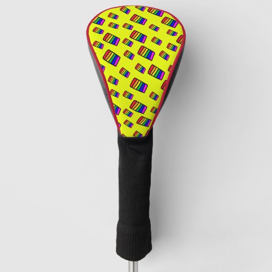 Couvre-club De Golf Funky Neon Rainbow Block Motif (Devant)