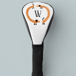 Couvre-club De Golf Funny Dachshund Chien Monogramme<br><div class="desc">Dachshund amusant,  chiens de saucisse ou chiens plus vierges en mouvement perpétuel. Customiser en modifiant ou en supprimant l'initiale. Art original de Nic Squirrell.</div>
