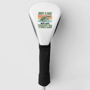 Couvre-club De Golf Garçon qui aime les tortues Design de gravure vint