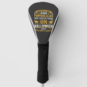 Couvre-club De Golf Gardien de sécurité Halloween chats noirs et citro