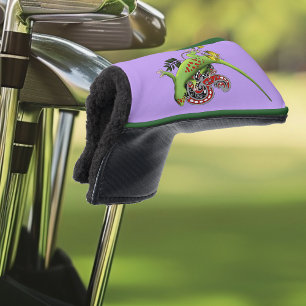 Couvre-club De Golf Gecko Tribal Lavande Rouge Vert