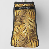 Couvre-club De Golf Glam Gold Tropical Leaves Personalized (Tourné à 90°)