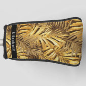 Couvre-club De Golf Glam Gold Tropical Leaves Personalized (Devant)