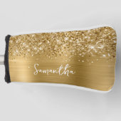 Couvre-club De Golf Glittery Gold Glam Nom du script (Devant)