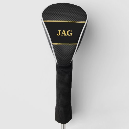 Couvre-club De Golf Gold Black Carbon Look Monogrammed (Devant)