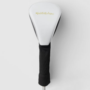 Couvre-club De Golf Gold Color Modern Minimaliste Nom d'écriture manus