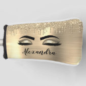 Couvre-club De Golf Gold Glitter Sparkle Eyelashes Monogram (Devant)