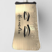 Couvre-club De Golf Gold Glitter Sparkle Eyelashes Monogram (Tourné à 90°)