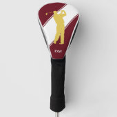 Couvre-club De Golf Gold Golfer sur Maroon White (Devant)