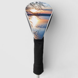 Couvre-club De Golf Golden Sunrise Over Lake Paysage Photographie