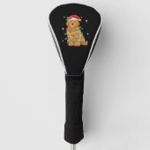Couvre-club De Golf Goldendoodle Noël Santa Hat Fairy Lumières (Devant)