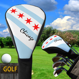 Couvre-club De Golf Golf Illinois & Chicago Drapeau / Clubs de golf Co