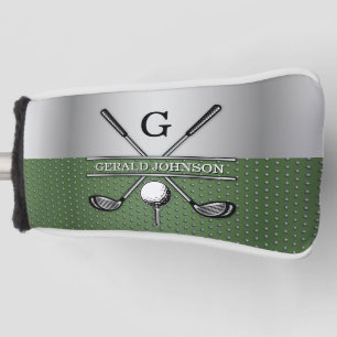 Couvre-club De Golf Golf Monogram Silver et Green Design