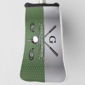Couvre-club De Golf Golf Monogram Silver et Green Design (Tourné à 90°)