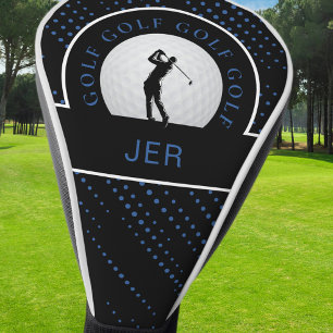 Couvre-club De Golf Golf Personnalisé Golfeur Masculin Silhouette Noir
