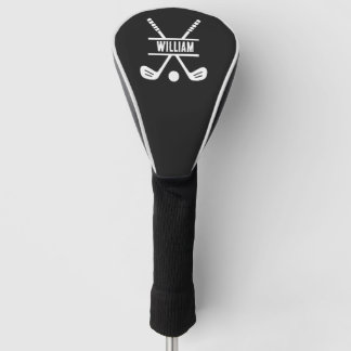 Couvre-club De Golf Golf personnalisé nom monogramme noir Sports