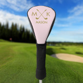 Couvre-club De Golf Golf Rose Blush Moderne | Monogramme or