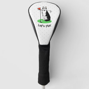Couvre-club De Golf Golf Sibérien Husky (noir) Chien Jouant Mal Drôle
