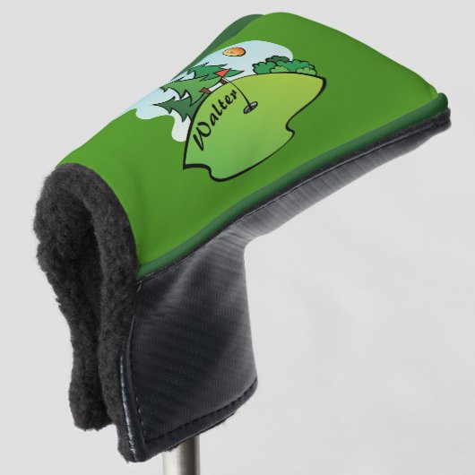 Couvre-club De Golf Golf Vert avec Drapeau et Boule (Devant 3/4)