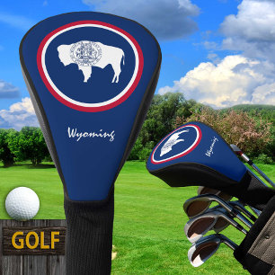 Couvre-club De Golf Golf Wyoming & Wyoming Drapeau / Clubs de golf Cou
