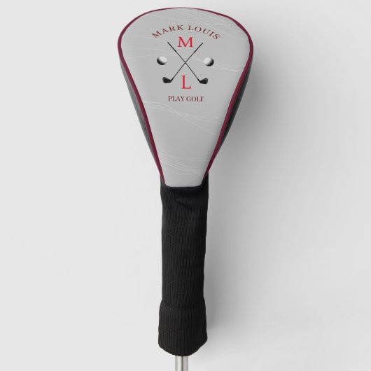 Couvre-club De Golf Golfeur Monogramme Gris Clair (Devant)