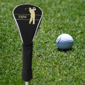 Couvre-club De Golf Golfeur Silhouette Monogram Gold