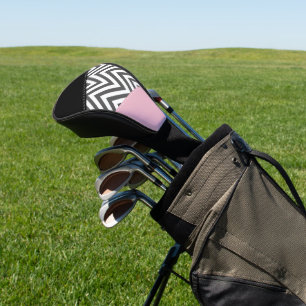 Couvre-club De Golf Gris Zigzag, Gris Chevron, Motif Zigzag, Rose