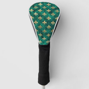 Couvre-club De Golf Grunge Green Velvet Fleur De Lis Mardi Gras