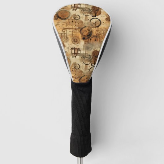 Couvre-club De Golf Grunge Rustic Steampunk Horloge (1) (Devant)