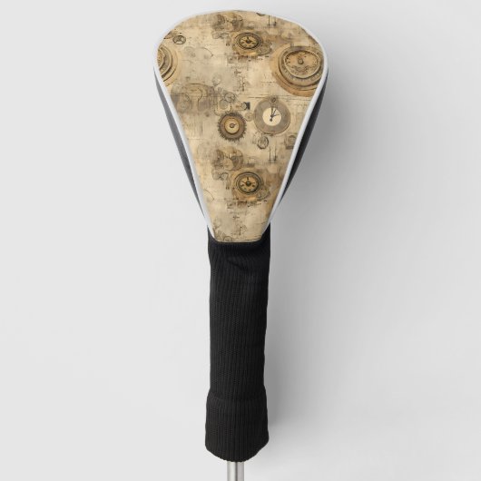 Couvre-club De Golf Grunge Rustic Steampunk Horloge (2) (Devant)