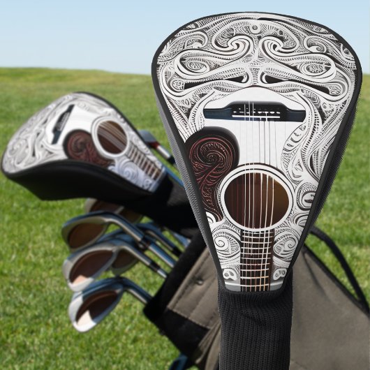 Couvre-club De Golf Guitare acoustique blanche