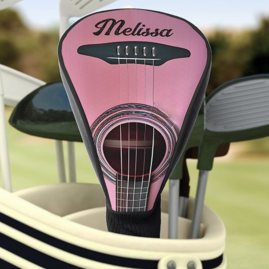 Couvre-club De Golf Guitare Acoustique rose Nom de l'instrument