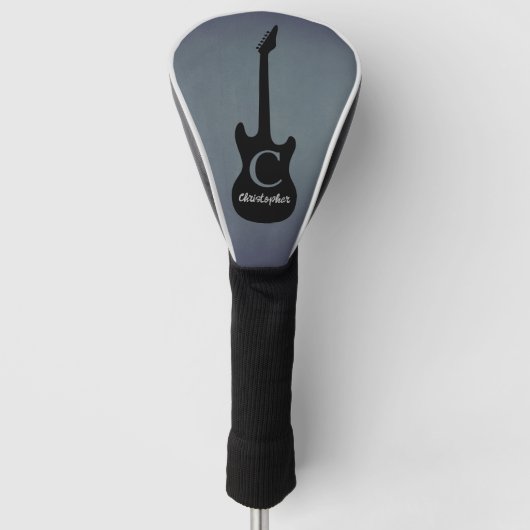 Couvre-club De Golf Guitare électrique gris bleu monogramme (Devant)
