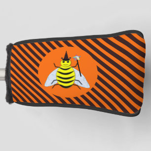 Couvre-club De Golf Halloween Magic bee Witch Orange et Black Stripes