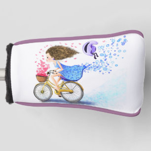 Couvre-club De Golf Happy Girl with Bike Golf Head Cover