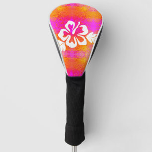 Couvre-club De Golf Hibiscus Abstrait chaud et ensoleillé