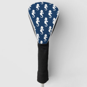 Couvre-club De Golf Hippocampe nautique bleu marine blanc Océan Animal