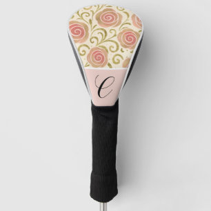 Couvre-club De Golf Histoire de conte de fées rose et or Roses de prin