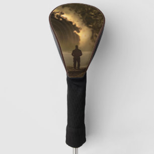 Couvre-club De Golf Homme debout sur une colline regardant une grande