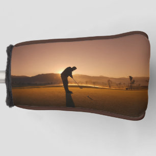 Couvre-club De Golf Homme jouant au golf au coucher du soleil Putter G