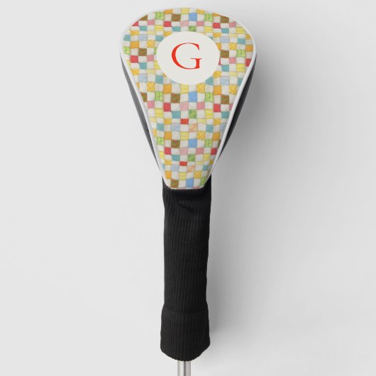 Couvre-club De Golf Housse de driver de golf CRAZY QUILT + Initiale (Devant)