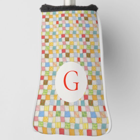 Couvre-club De Golf Housse de putter de golf CRAZY QUILT + Initiale (Tourné à 90°)