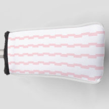 Housse de tête de club de golf rayée rose et blanc
