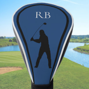 Couvre-club De Golf Housse de tête de golf à monogramme bleu moderne p