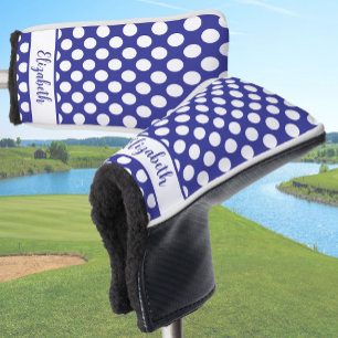 Couvre-club De Golf Housse de tête de golf à pois bleus personnalisée