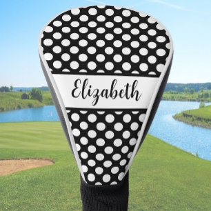 Couvre-club De Golf Housse de tête de golf à pois noirs personnalisée